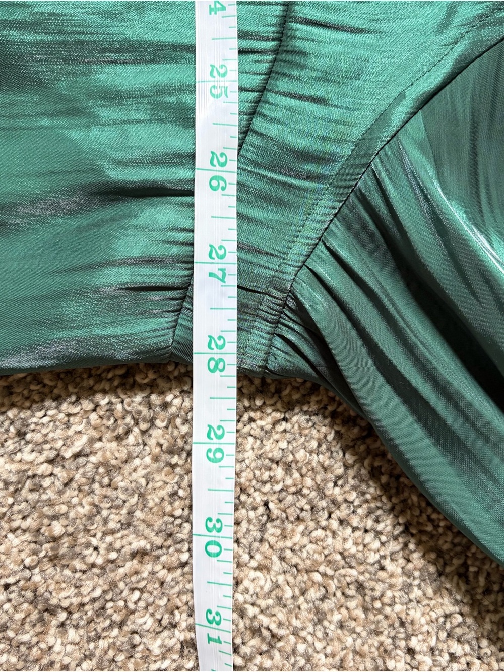 Button-Front Satin Blouse in Teal - Picture 12 of 13